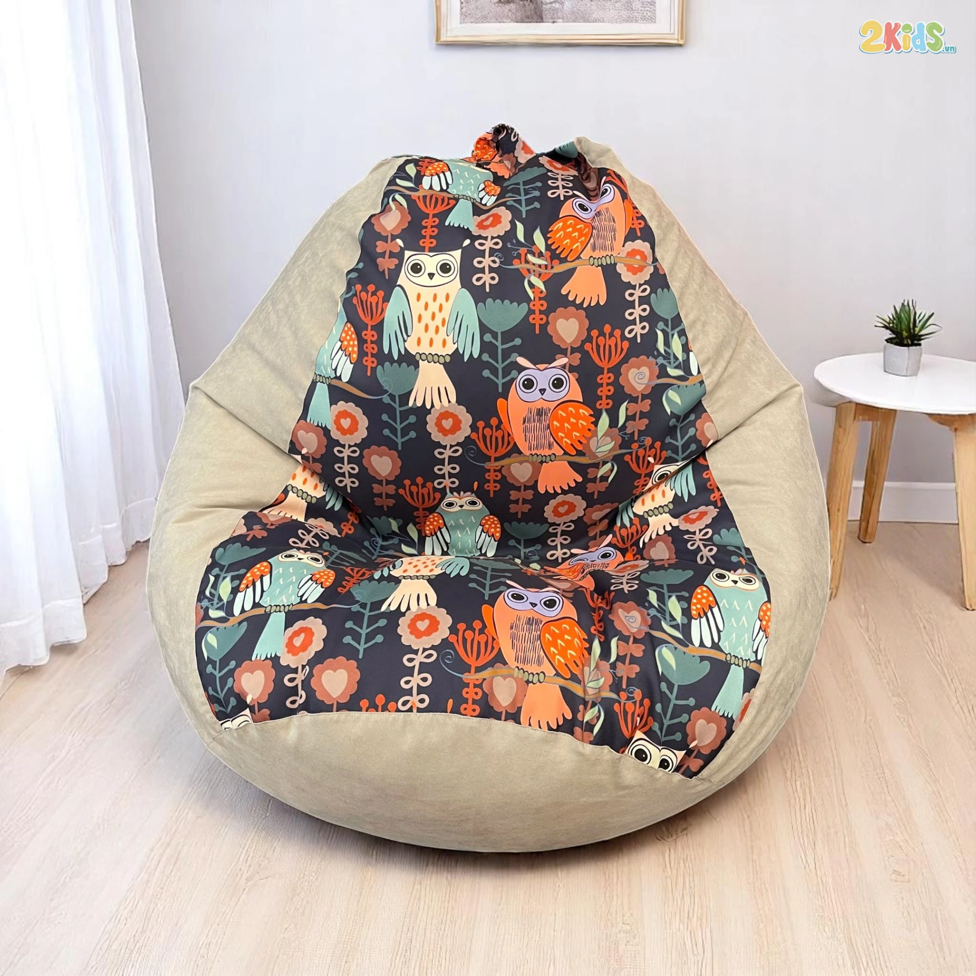 Ghế Lười Hạt Xốp Quả Lê Hình Cú Mèo Dễ Thương 6