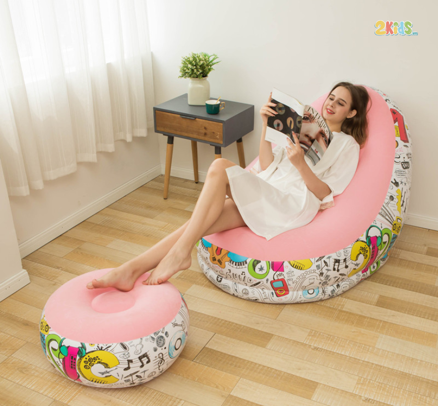 Ghe luoi sofa ghe bom hoi cho be boi bai bien mau hong