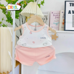 Bộ Quần Áo Sơ Sinh Unchi Ba Lỗ Trắng Phối Màu Họa Tiết