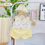 Bộ Quần Áo Sơ Sinh Unchi Ba Lỗ Trắng Phối Màu Họa Tiết