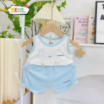 Bộ Quần Áo Sơ Sinh Unchi Ba Lỗ Trắng Phối Màu Họa Tiết