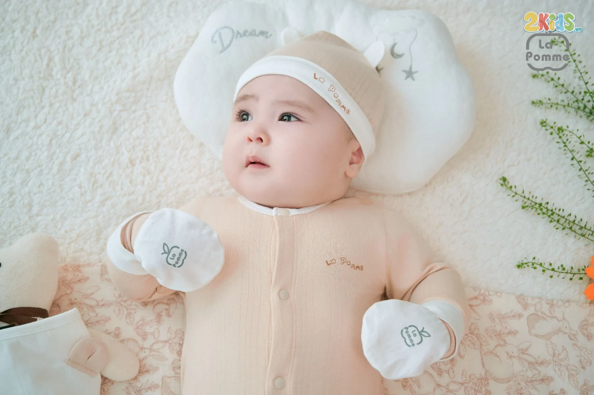 Bộ body sơ sinh La Pomme dài tay gấu con ngộ nghĩnh