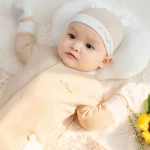 Bộ body sơ sinh La Pomme dài tay gấu con ngộ nghĩnh