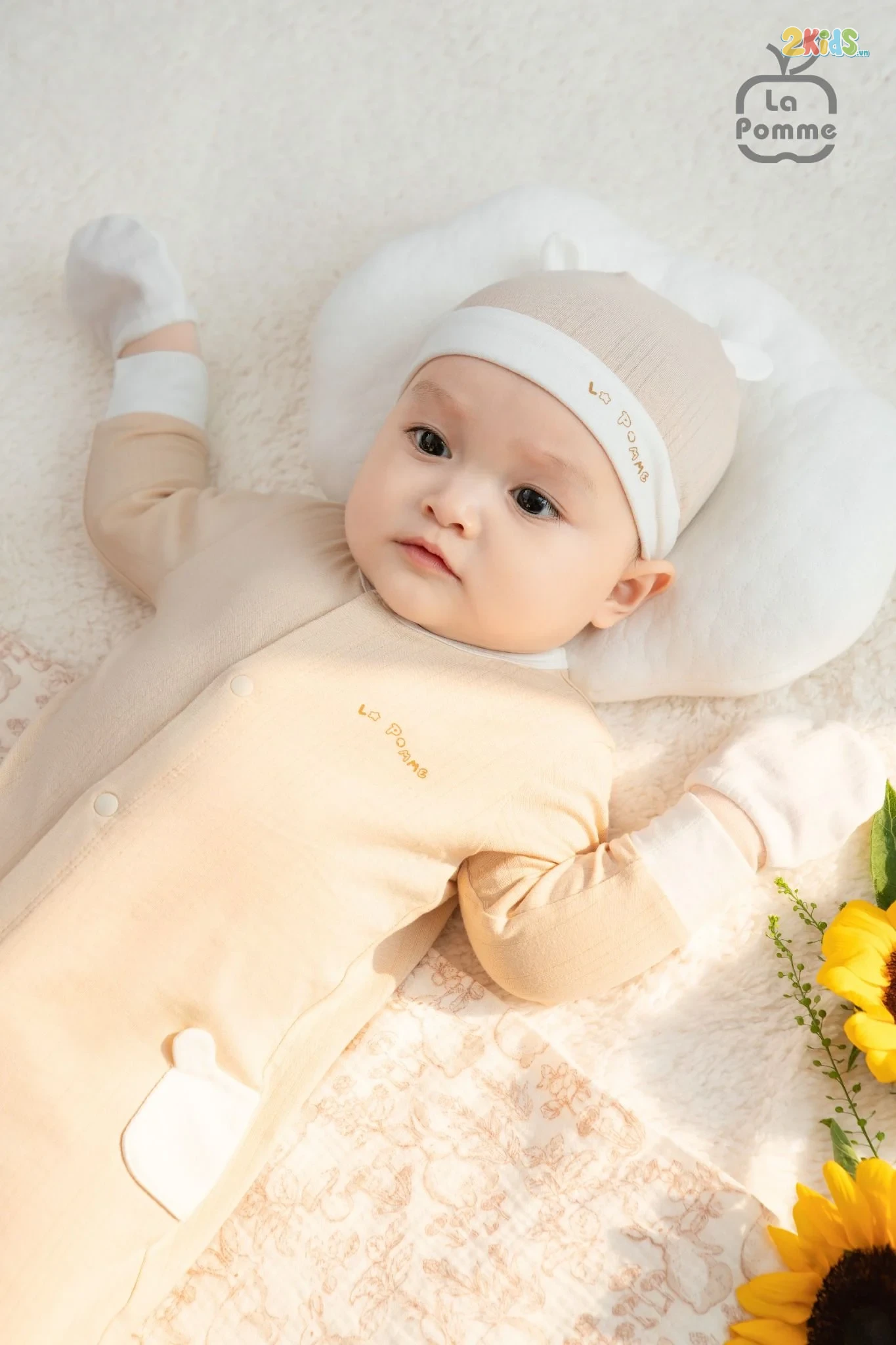 Bộ body sơ sinh La Pomme dài tay gấu con ngộ nghĩnh