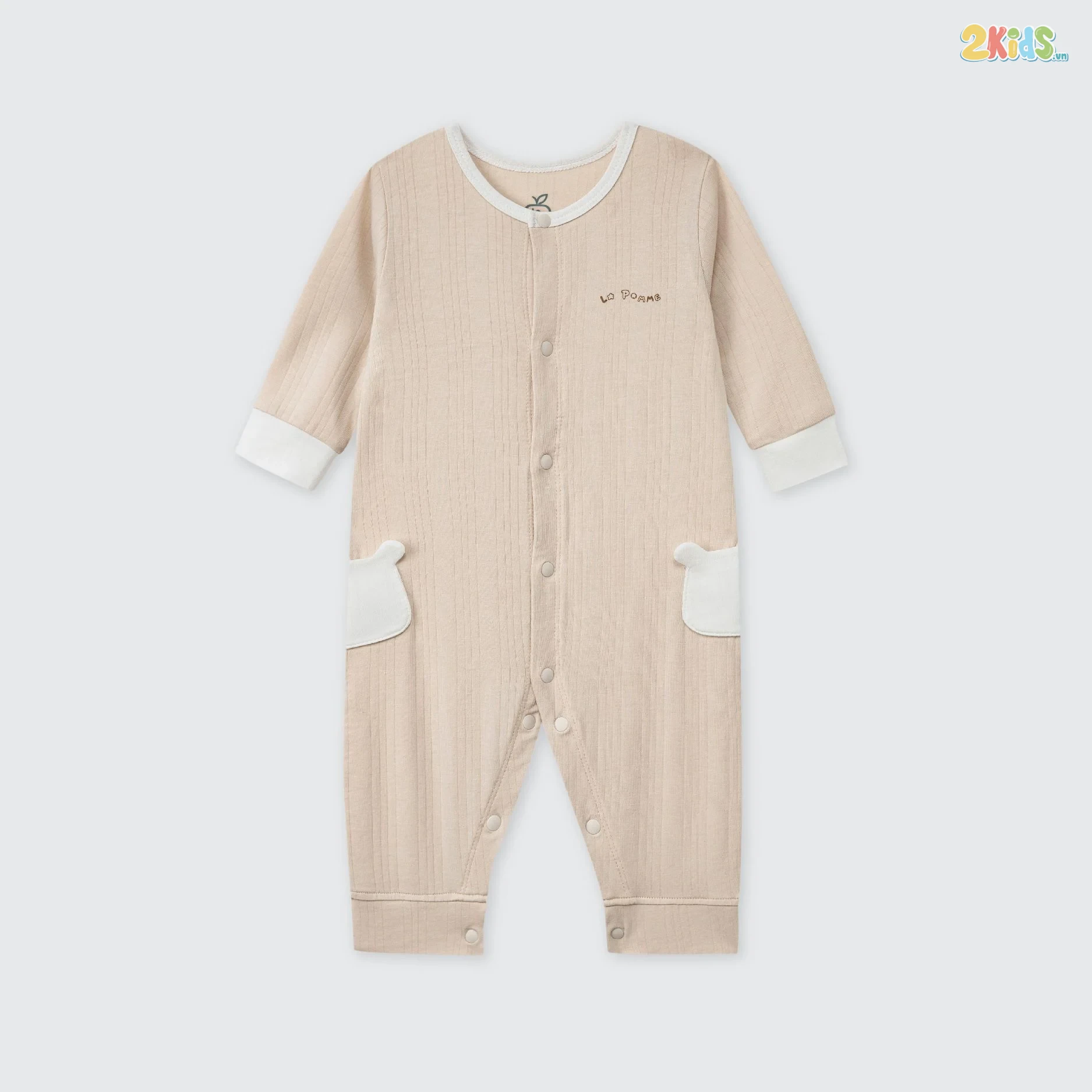 Bộ body sơ sinh La Pomme dài tay gấu con ngộ nghĩnh
