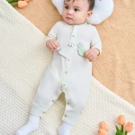 Bộ body sơ sinh La Pomme dài tay Happy Morning