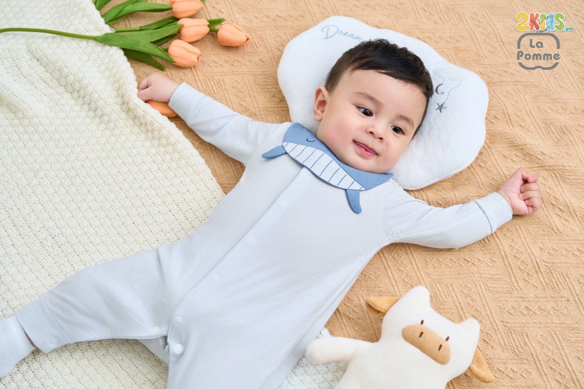 Bộ body sơ sinh La Pomme dài tay Hello Sunday
