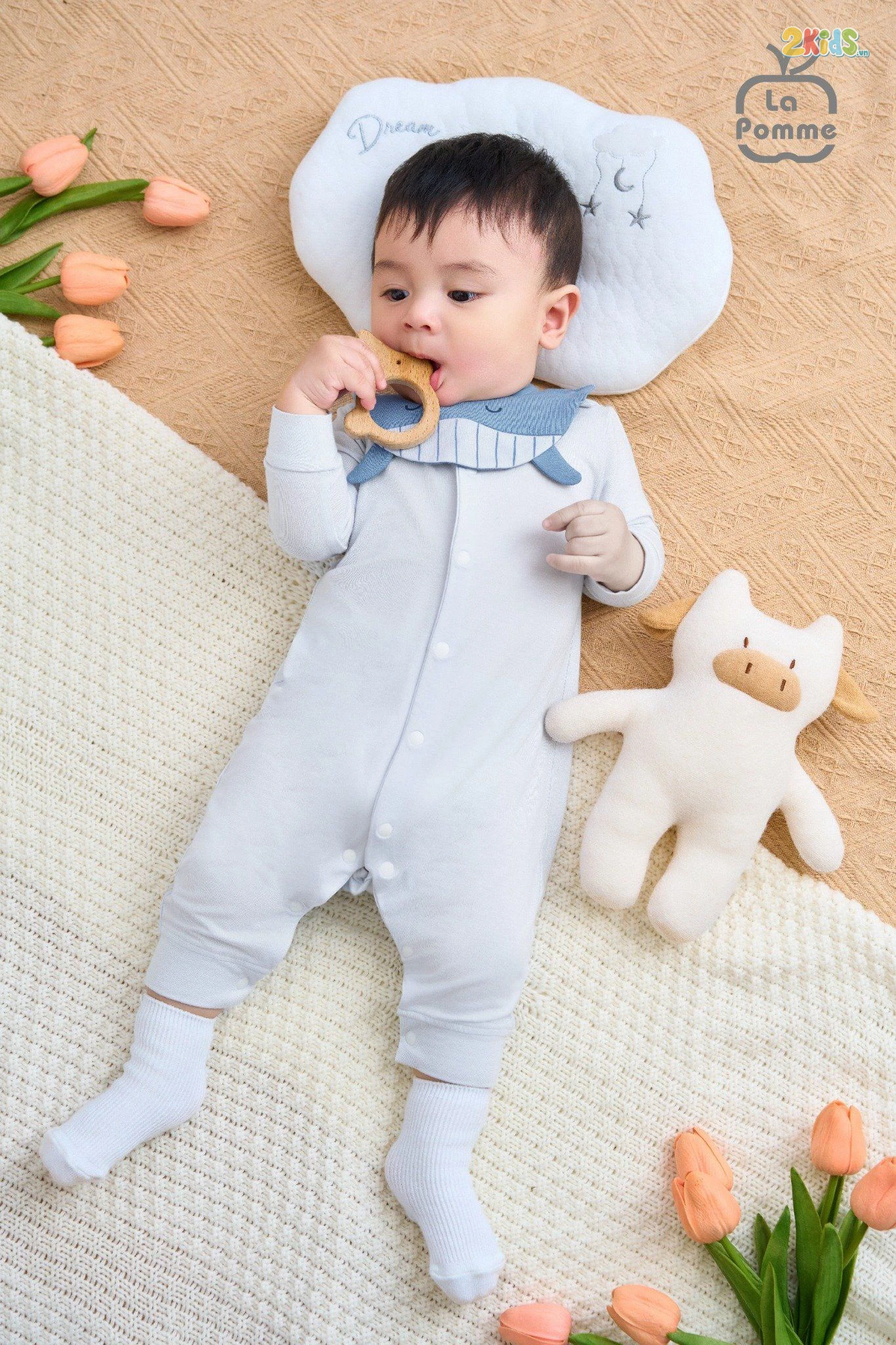 Bộ body sơ sinh La Pomme dài tay Hello Sunday