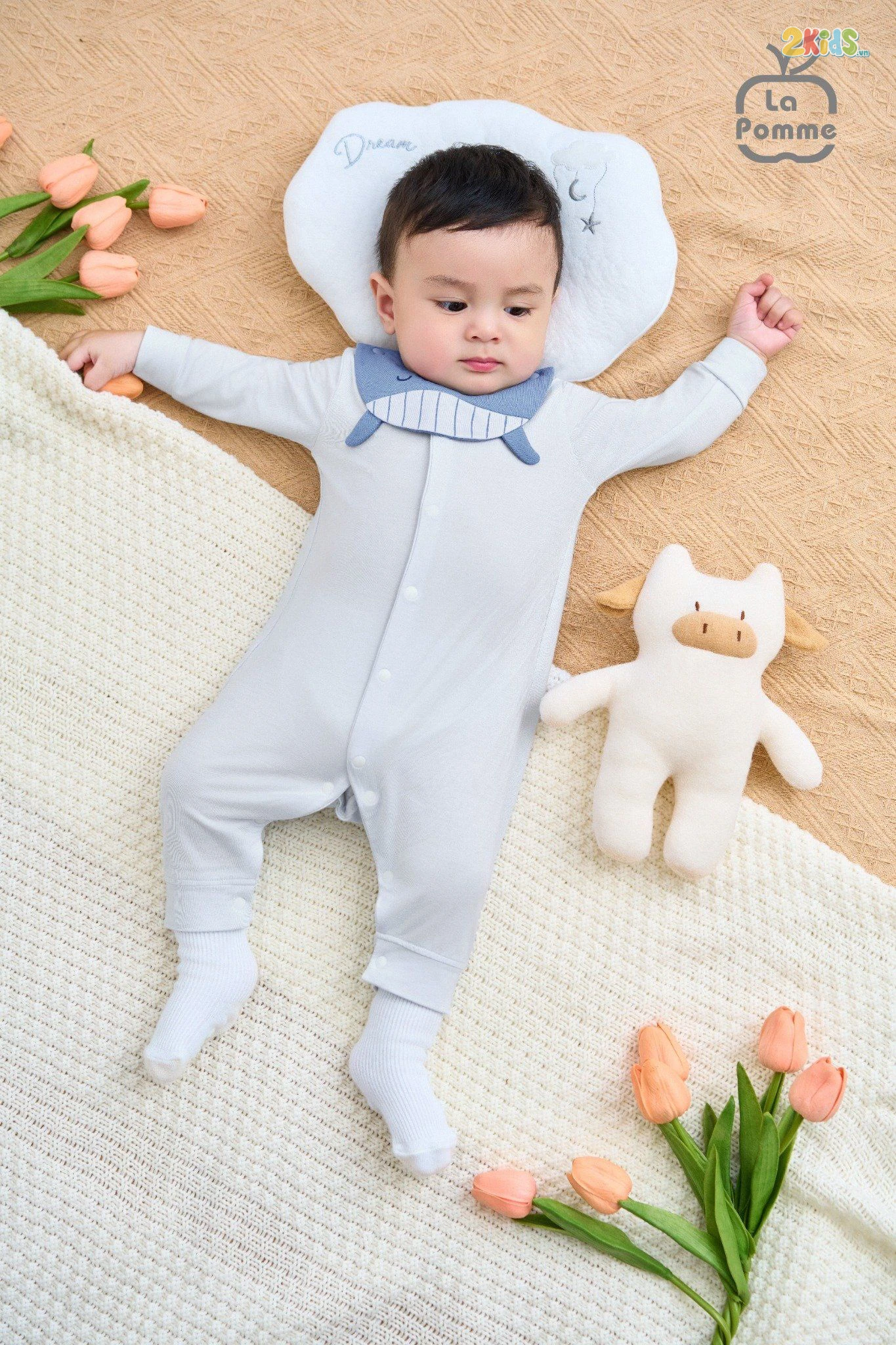 Bộ body sơ sinh La Pomme dài tay Hello Sunday