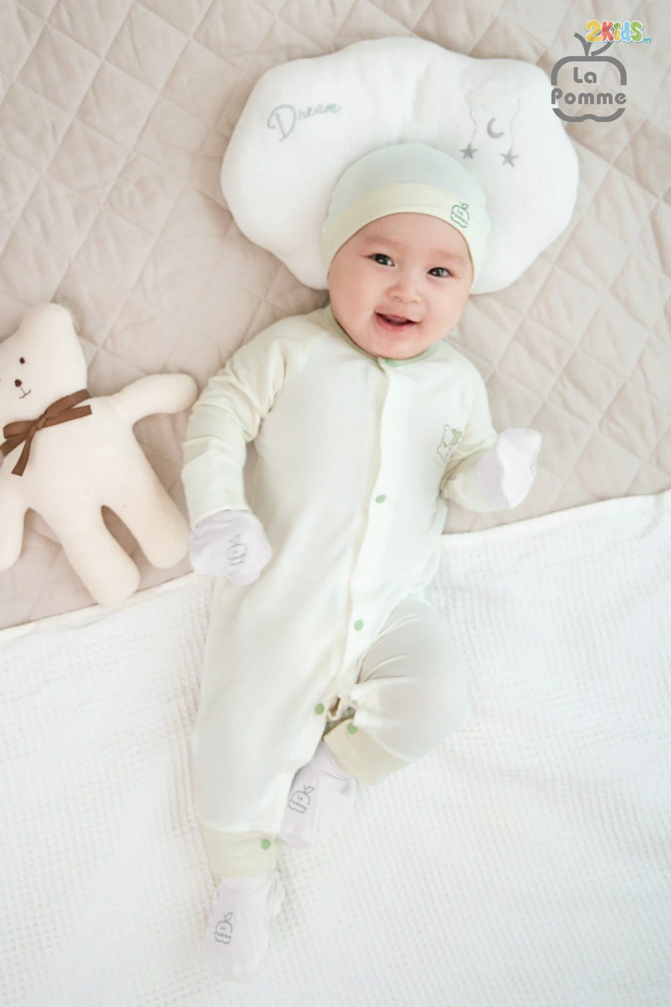 Bộ body sơ sinh La Pomme dài tay in hình dễ thương