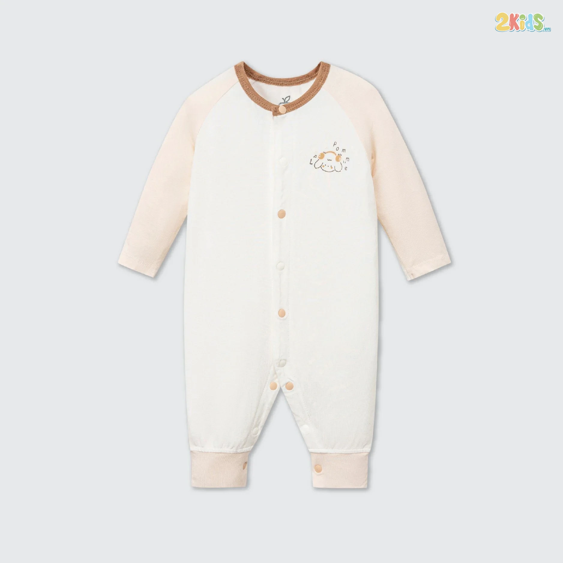 Bộ body sơ sinh La Pomme dài tay in hình dễ thương