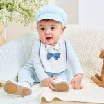 Bộ body sơ sinh La Pomme dài tay kèm mũ Deluxe thêu cổ