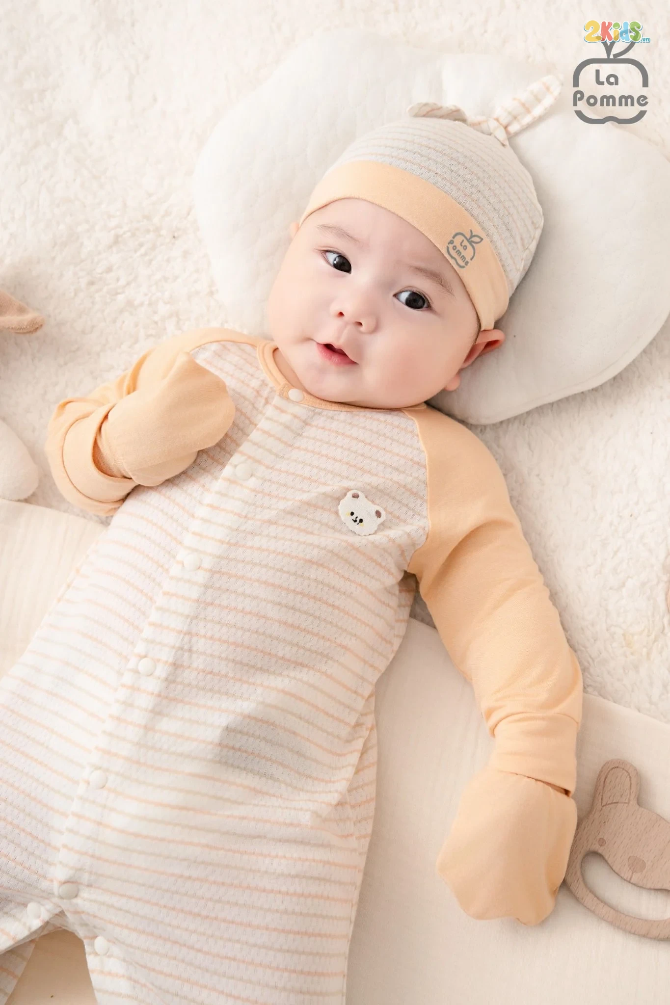 Bộ body sơ sinh La Pomme dài tay kẹo ngọt bé con