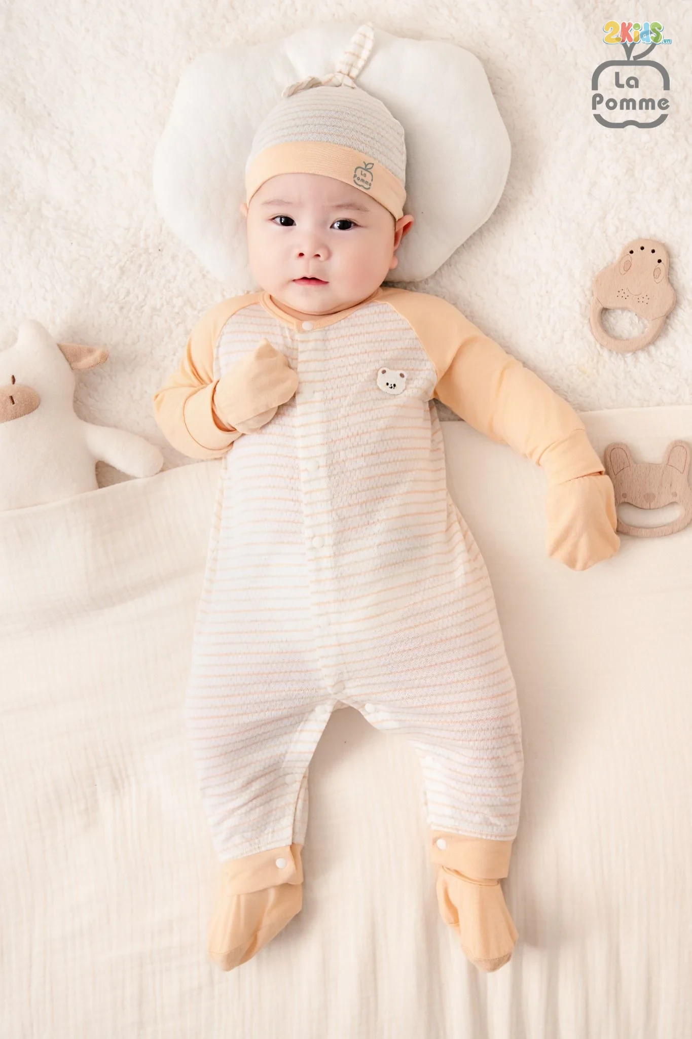 Bộ body sơ sinh La Pomme dài tay kẹo ngọt bé con