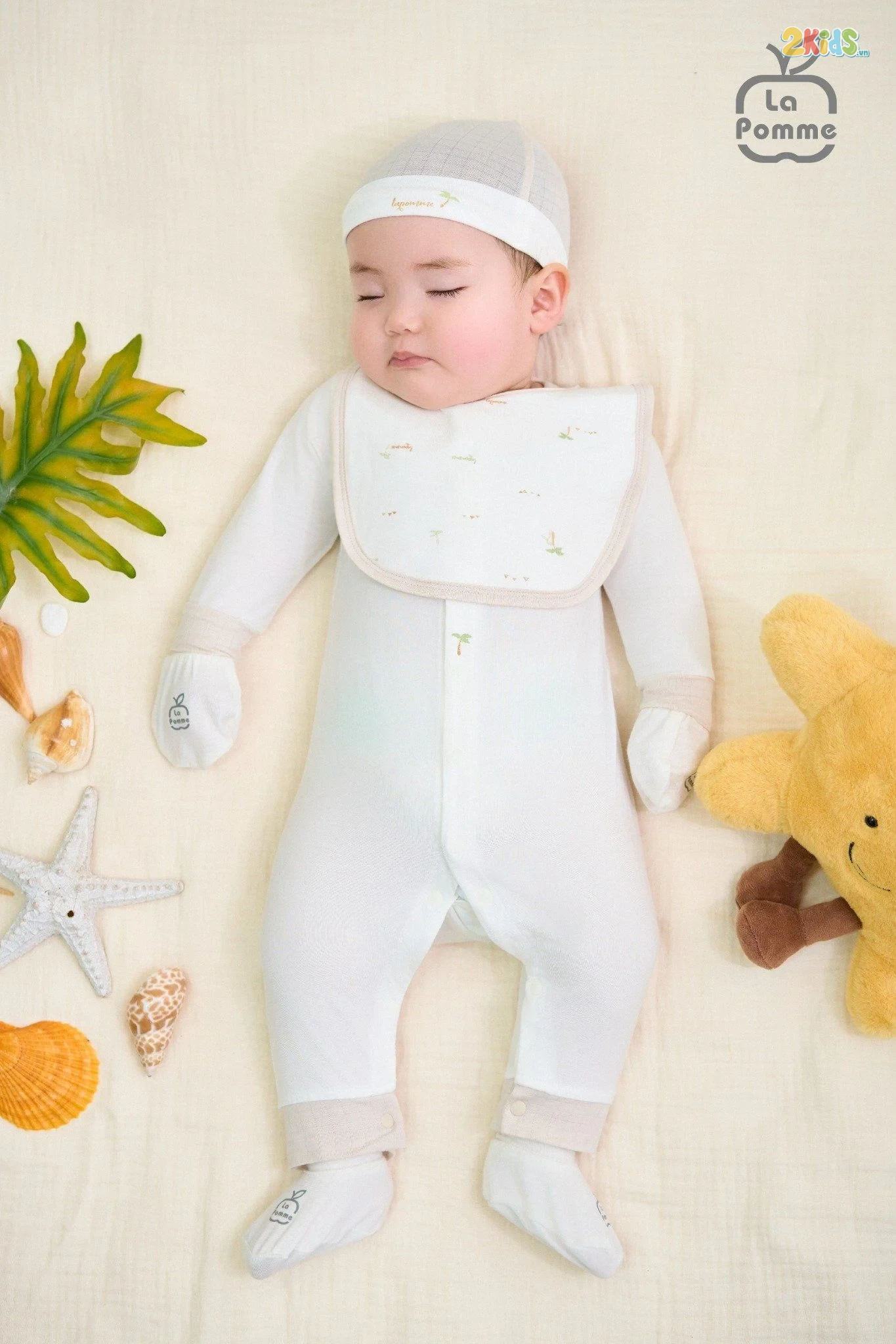 Bộ body sơ sinh La Pomme dài tay mùa hè của bé