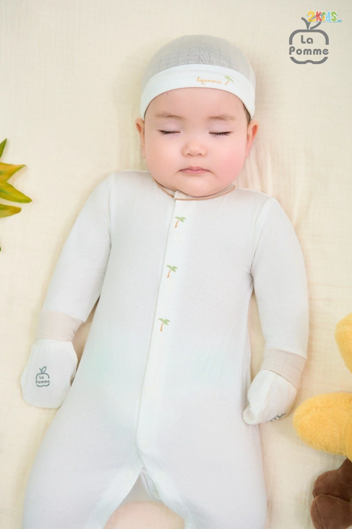 Bộ body sơ sinh La Pomme dài tay mùa hè của bé