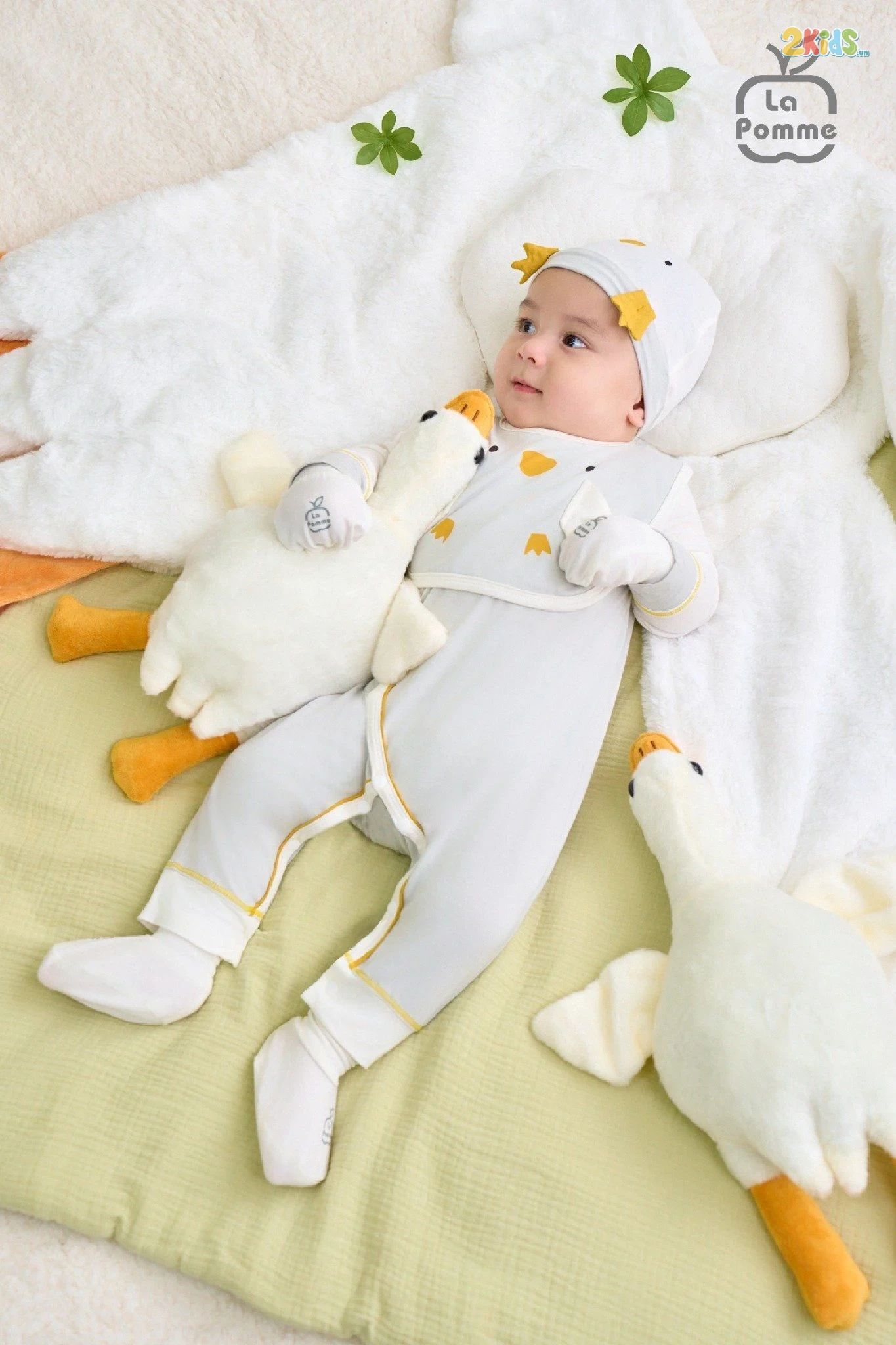 Bộ body sơ sinh La Pomme dài tay ngỗng con