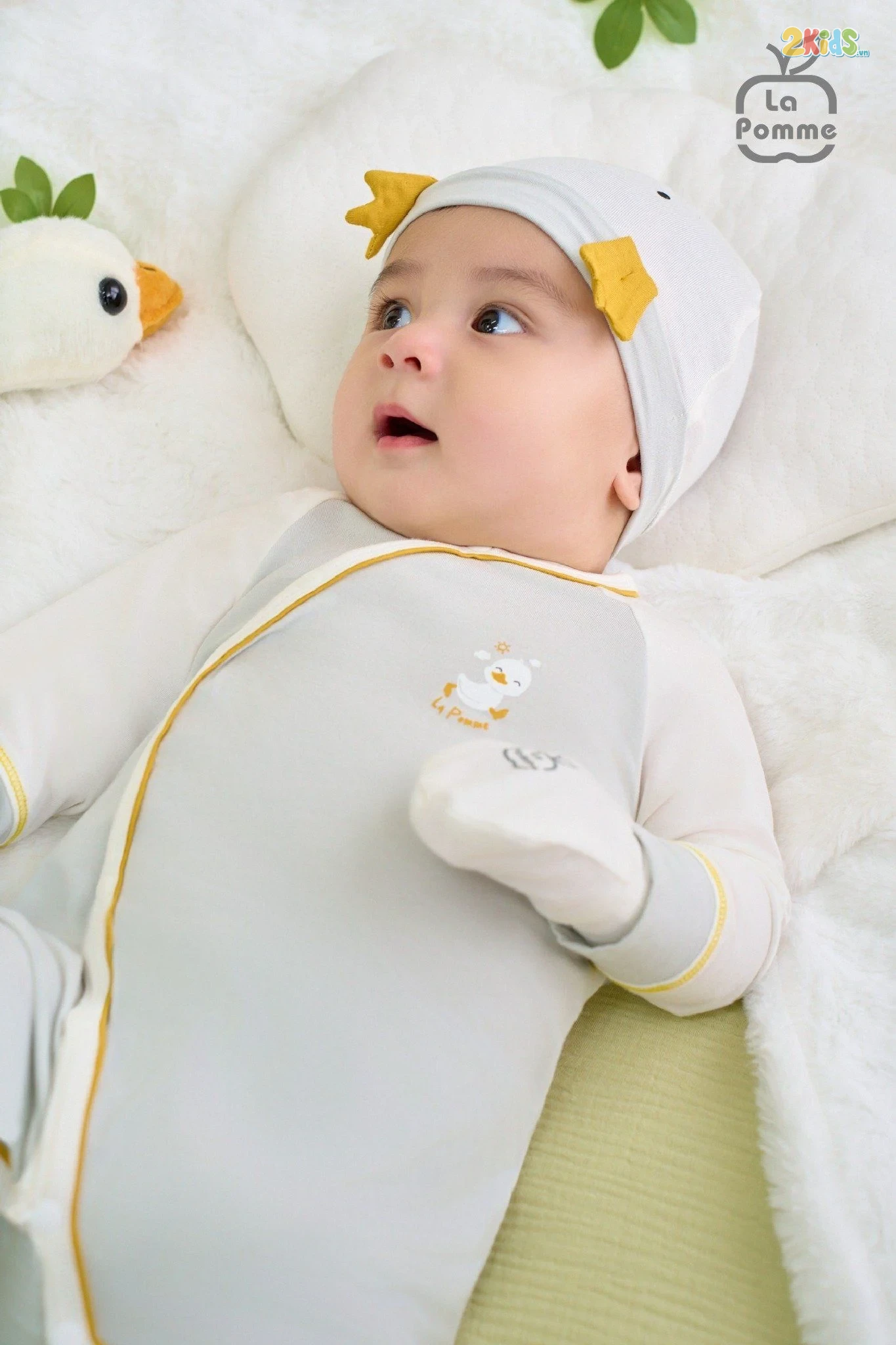 Bộ body sơ sinh La Pomme dài tay ngỗng con
