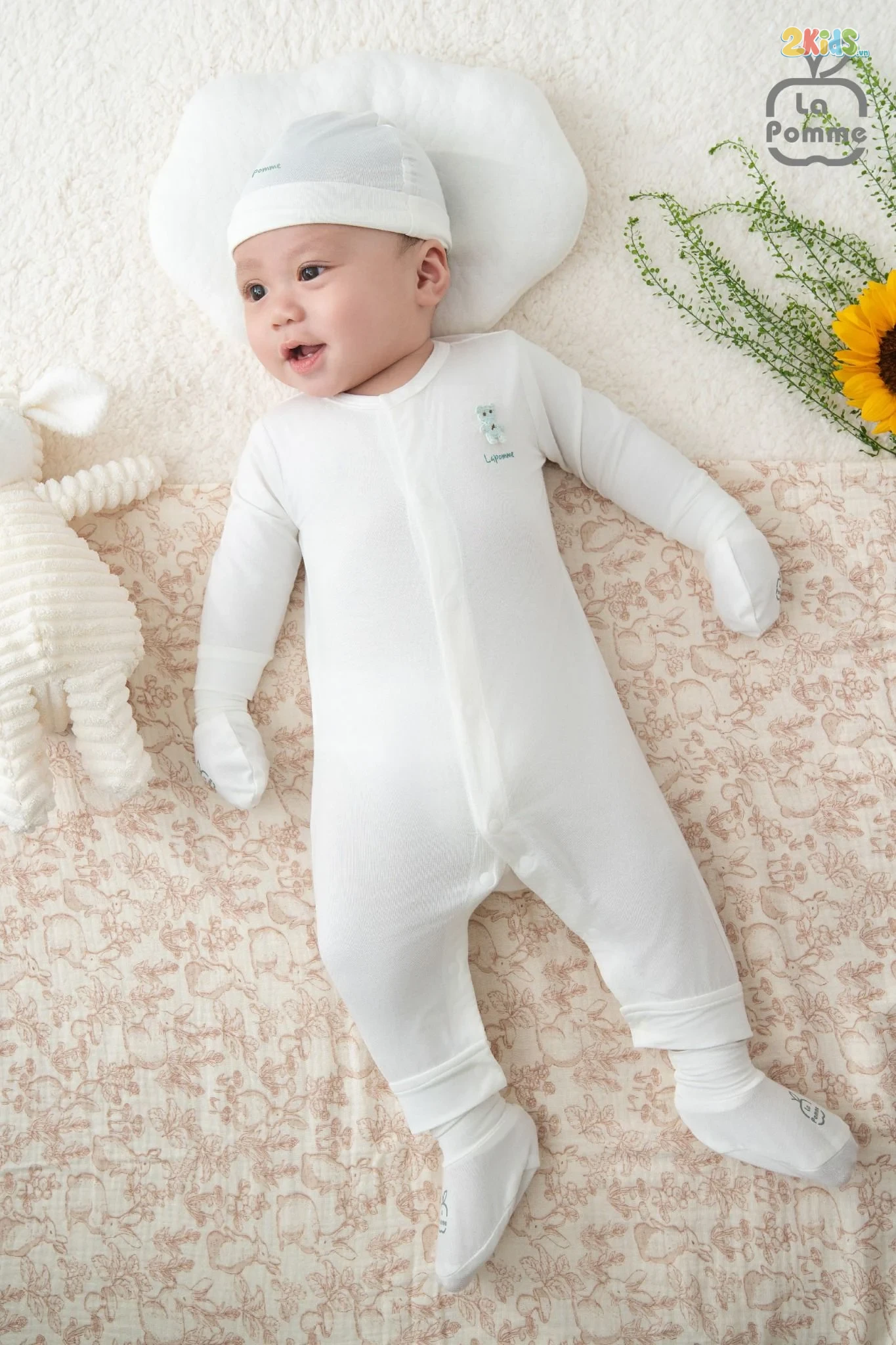 Bộ body sơ sinh La Pomme dài tay người bạn êm đềm