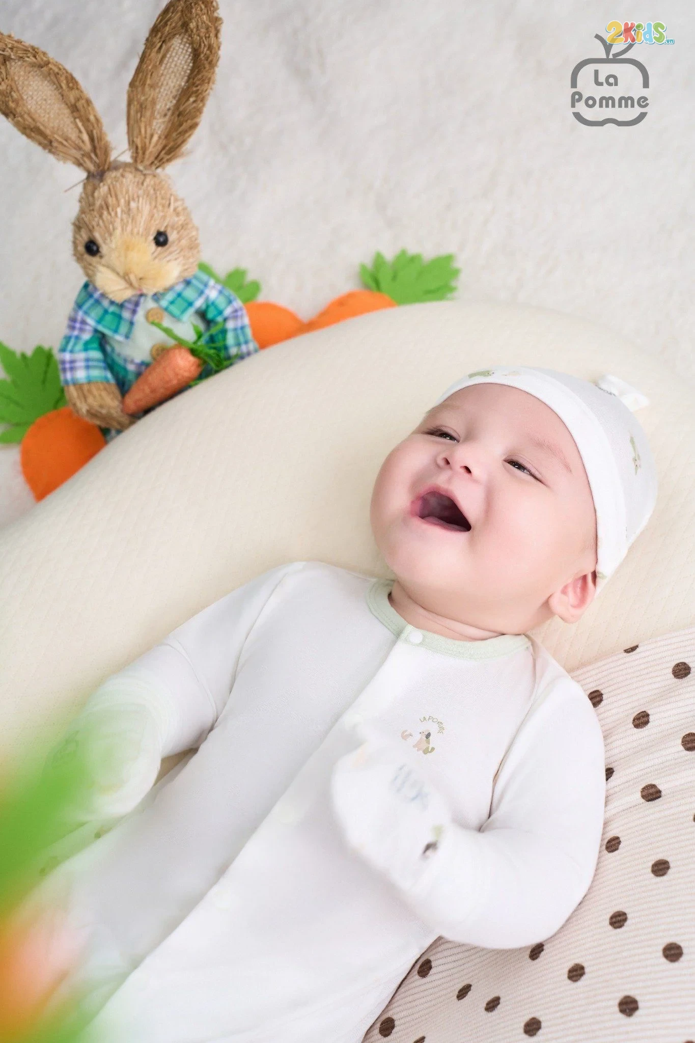 Bộ body sơ sinh La Pomme dài tay nông trại