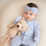 Bộ body sơ sinh La Pomme dài tay phối viền gấu nhỏ