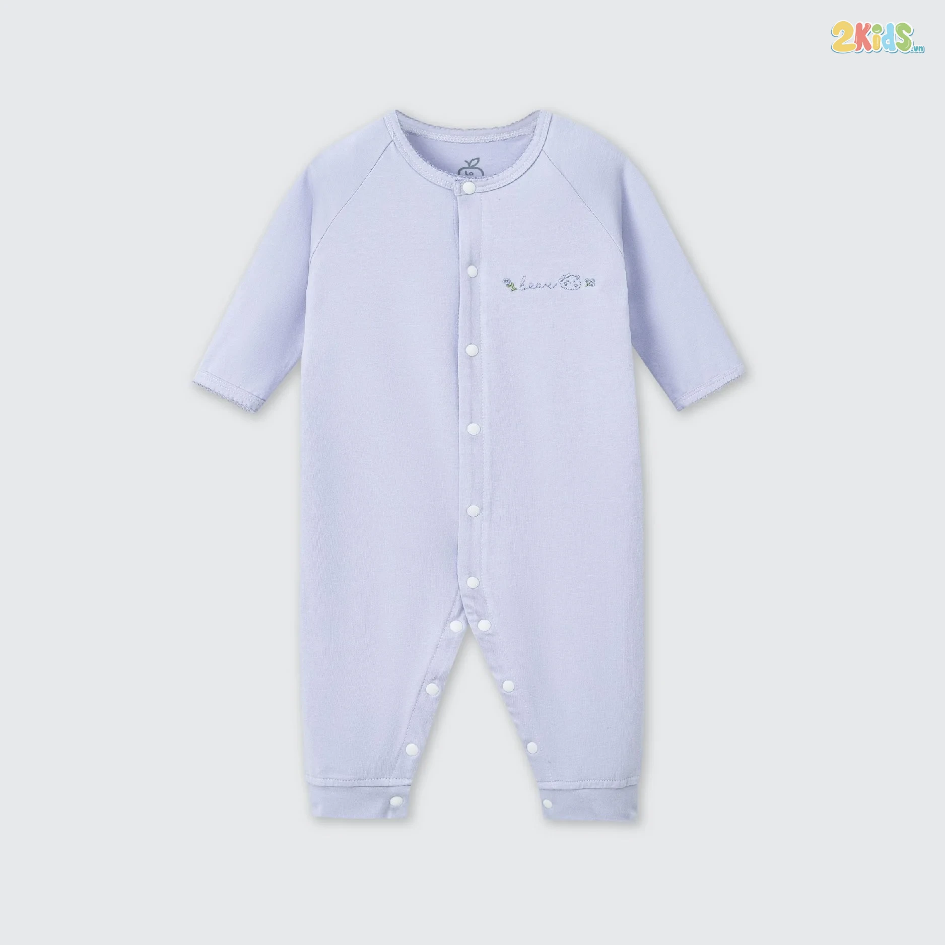 Bộ body sơ sinh La Pomme dài tay phối viền gấu nhỏ