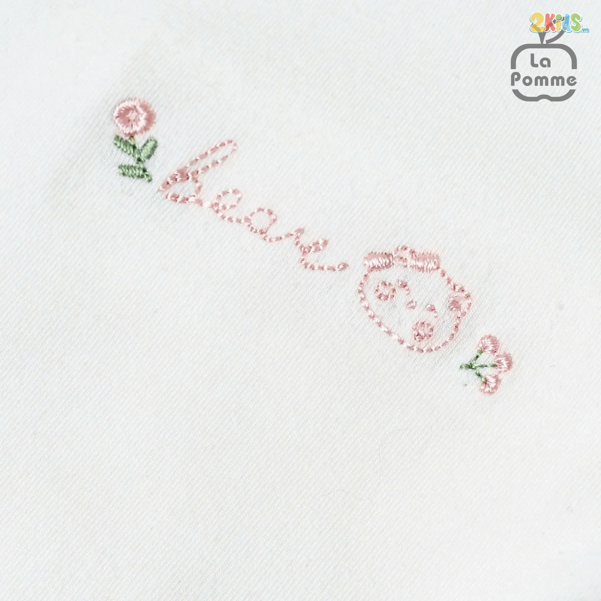 Bộ body sơ sinh La Pomme dài tay phối viền gấu nhỏ