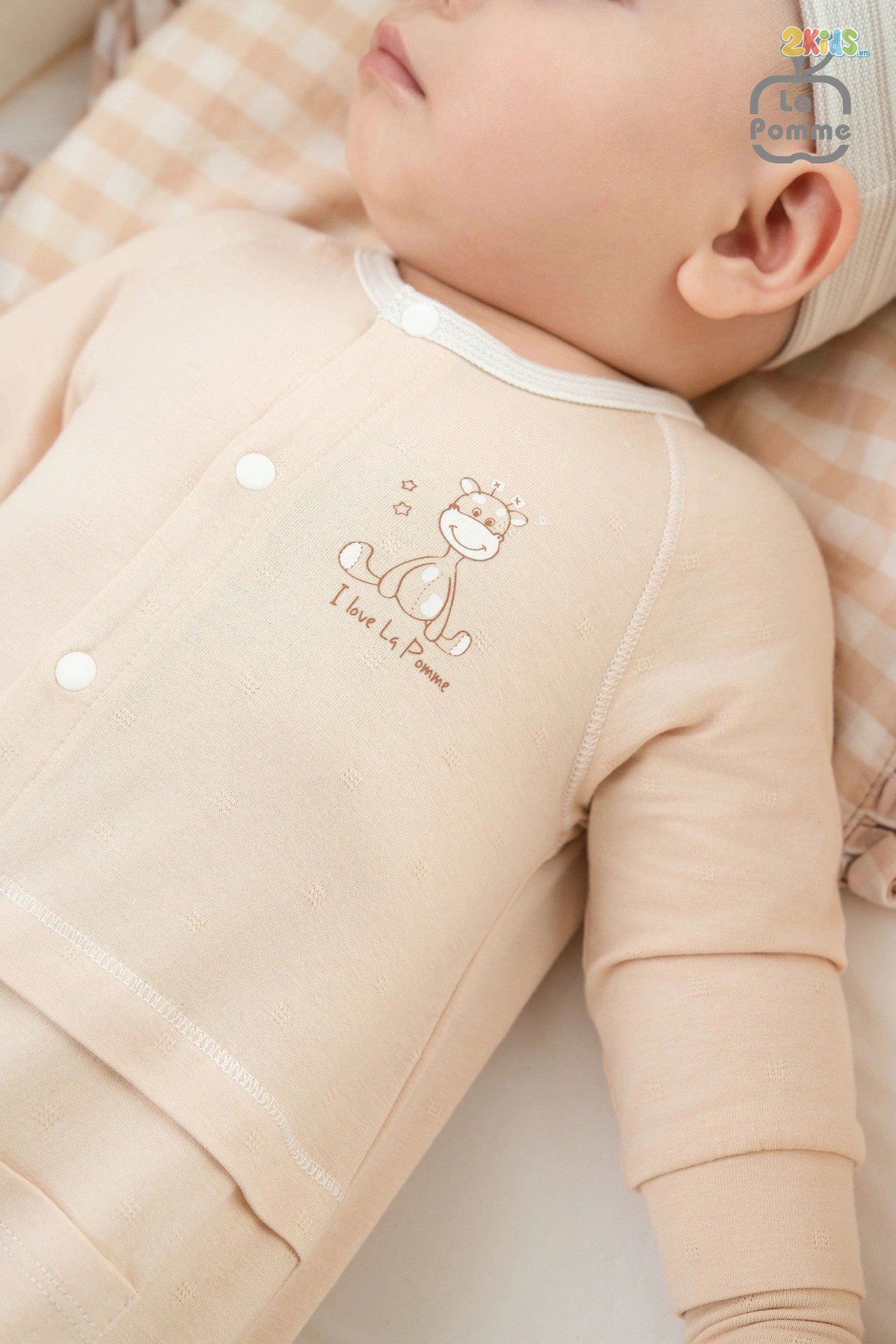 Bộ body sơ sinh La Pomme dài tay viền phối