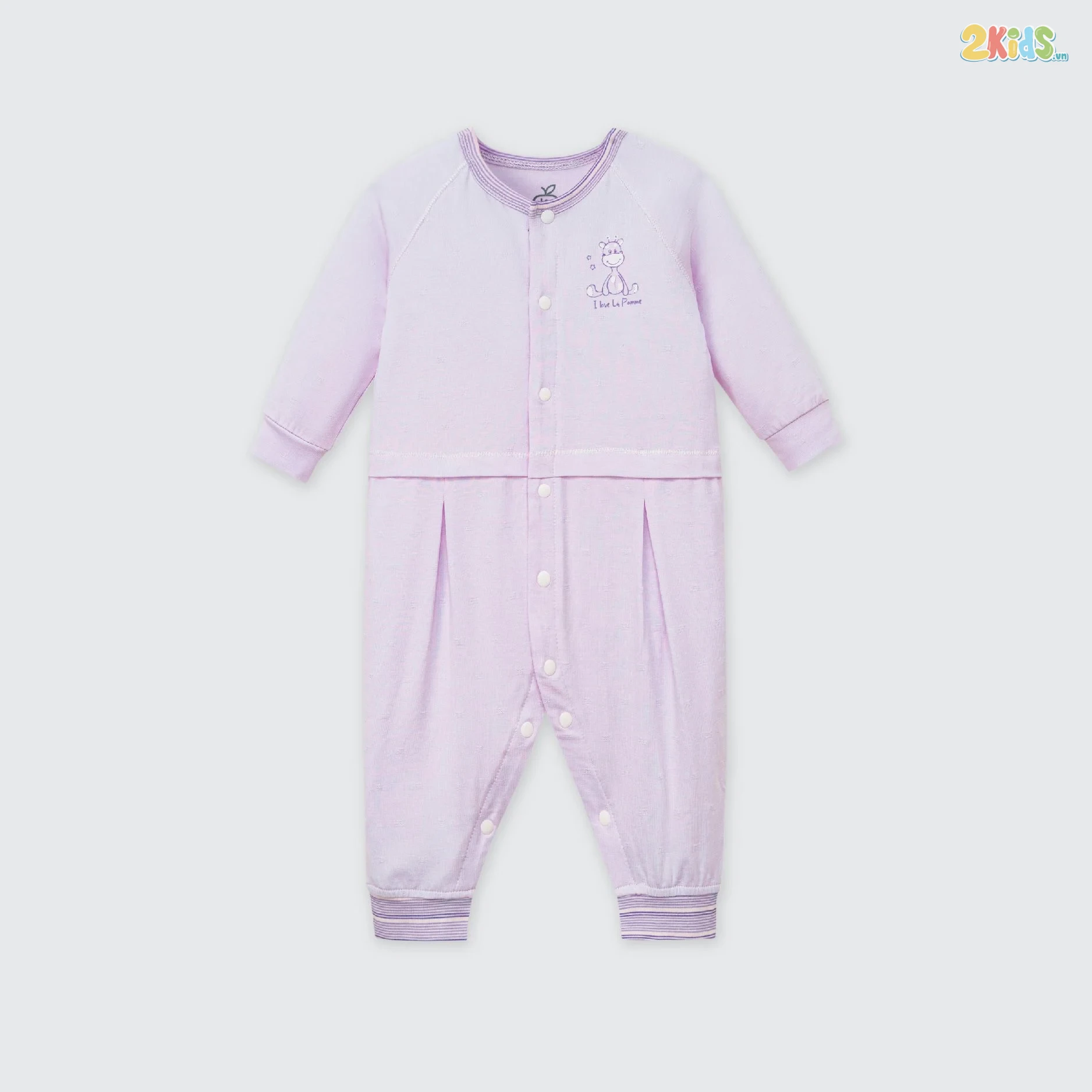 Bộ body sơ sinh La Pomme dài tay viền phối