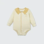 Bộ bodysuit sơ sinh La Pomme dài tay cổ Peter Pan