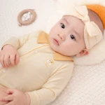 Bộ bodysuit sơ sinh La Pomme dài tay cổ Peter Pan