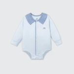 Bộ bodysuit sơ sinh La Pomme dài tay cổ Peter Pan