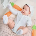 Bộ bodysuit sơ sinh La Pomme dài tay Happy Friend