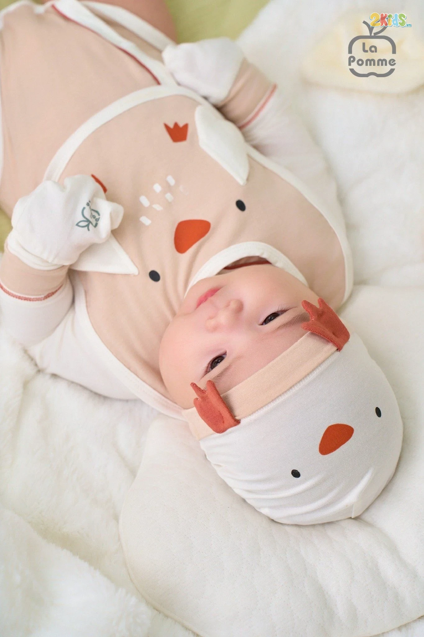 Bộ bodysuit sơ sinh La Pomme dài tay ngỗng con