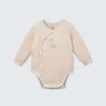 Bộ bodysuit sơ sinh La Pomme dài tay viền phối