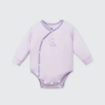 Bộ bodysuit sơ sinh La Pomme dài tay viền phối