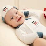 Bộ bodysuit sơ sinh La Pomme kèm quần chú lính chì