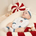 Bộ bodysuit sơ sinh La Pomme kèm quần chú lính chì