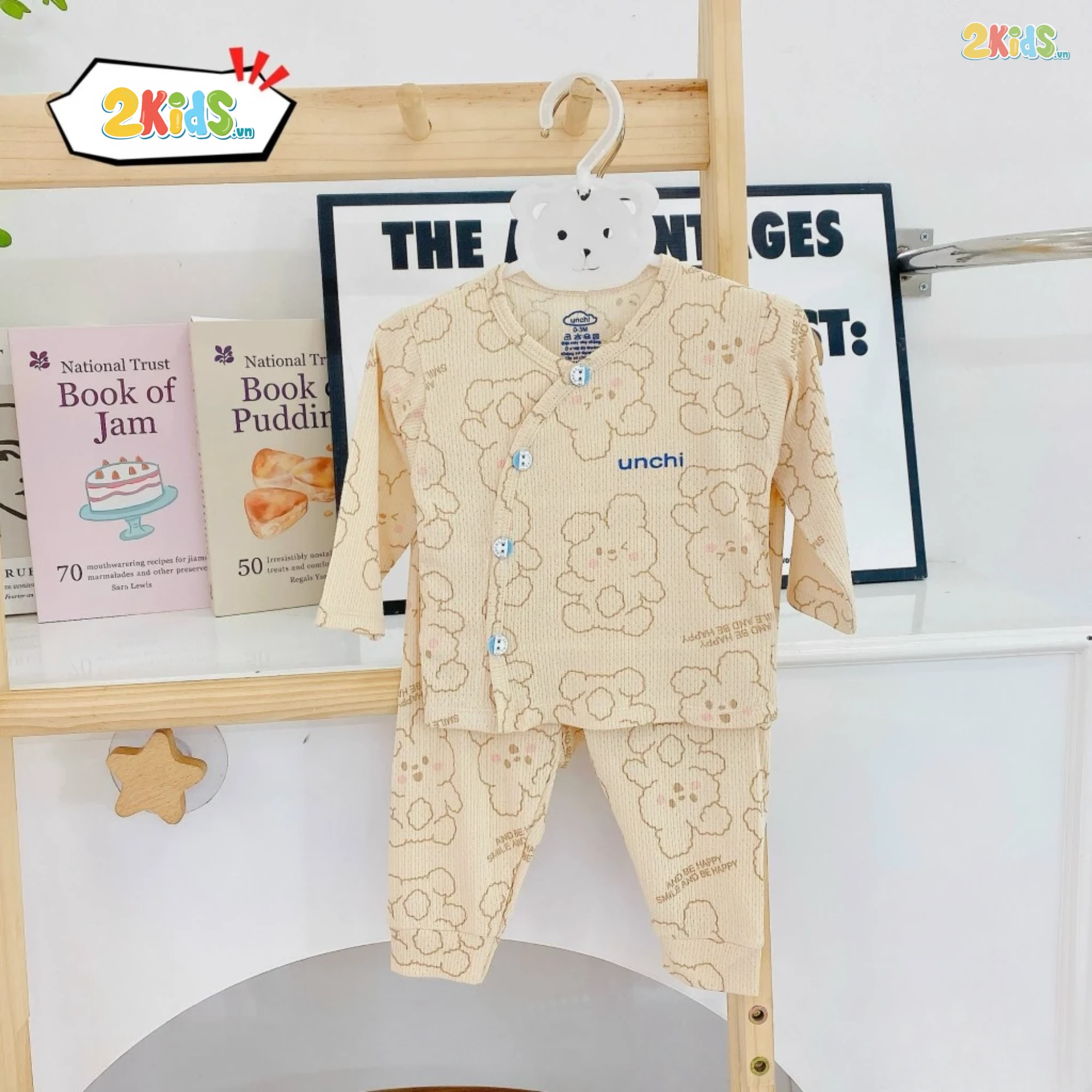 Combo 3 Bộ Quần Áo Sơ Sinh Unchi Dài Tay Thun Lạnh Cài Chéo