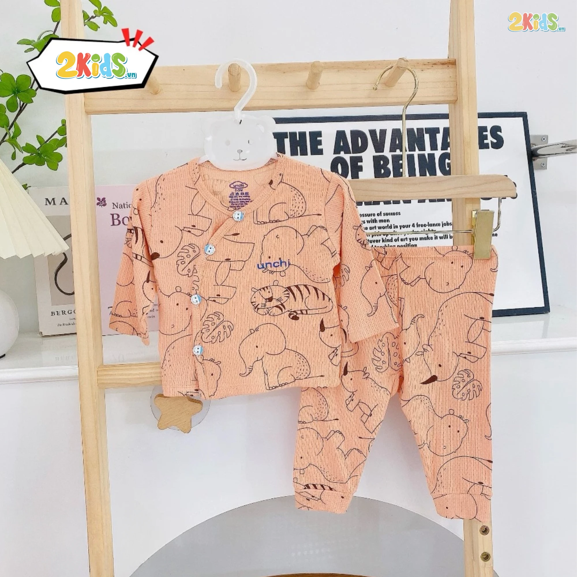 Combo 3 Bộ Quần Áo Sơ Sinh Unchi Dài Tay Thun Lạnh Cài Chéo