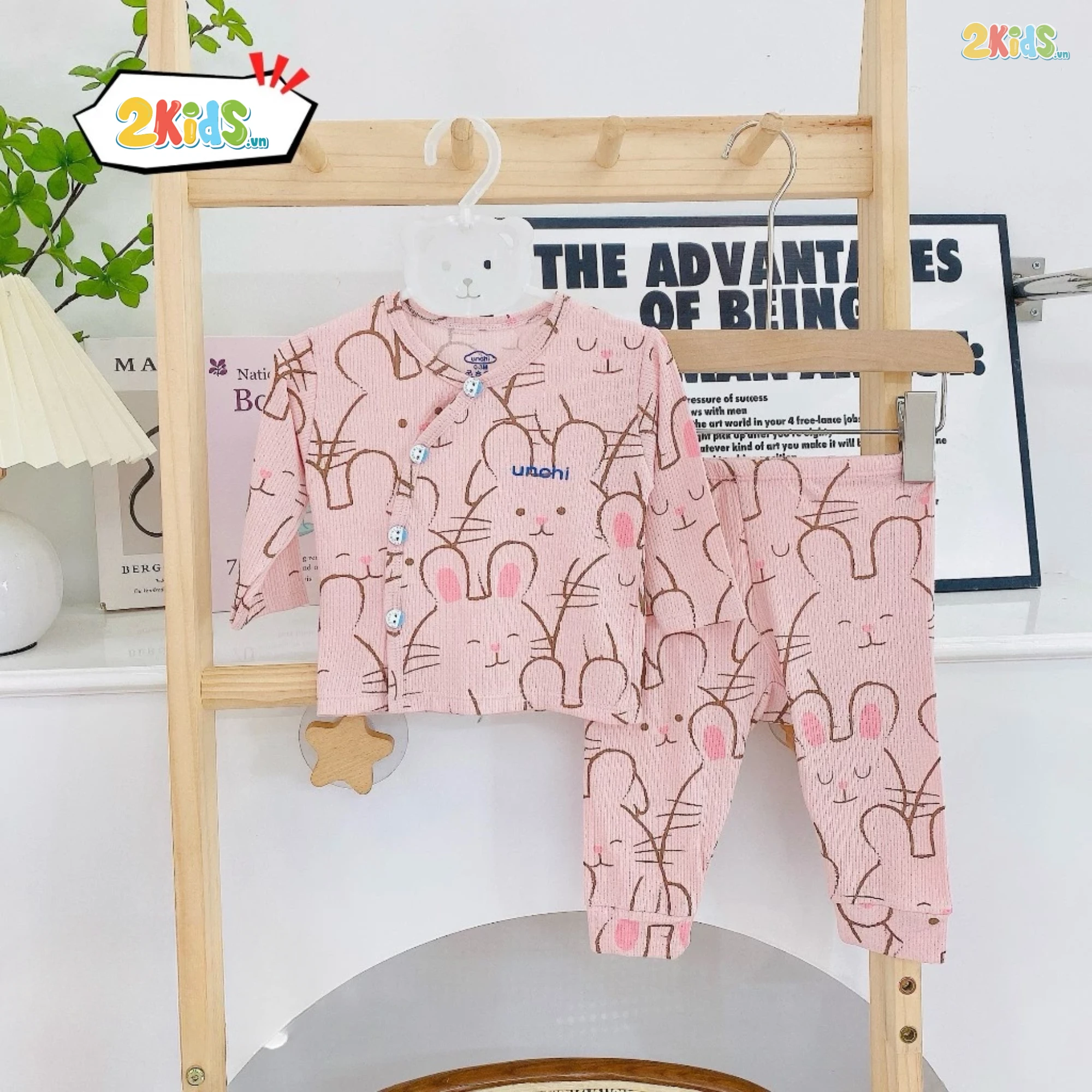 Combo 3 Bộ Quần Áo Sơ Sinh Unchi Dài Tay Thun Lạnh Cài Chéo