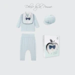 Bộ quần áo sơ sinh La Pomme dài tay cài khuy kèm mũ Deluxe