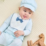 Bộ quần áo sơ sinh La Pomme dài tay cài khuy kèm mũ Deluxe