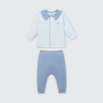 Bộ quần áo sơ sinh La Pomme dài tay cúc giữa cổ Peter Pan