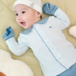 Bộ quần áo sơ sinh La Pomme dài tay cúc giữa cổ Peter Pan