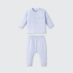 Bộ quần áo sơ sinh La Pomme dài tay cúc giữa gấu nhỏ