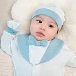 Bộ quần áo sơ sinh La Pomme dài tay cúc giữa phối màu