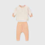 Bộ quần áo sơ sinh La Pomme dài tay cúc giữa tai thỏ