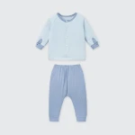 Bộ quần áo sơ sinh La Pomme dài tay cúc giữa tai thỏ