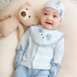 Bộ quần áo sơ sinh La Pomme dài tay cúc giữa tai thỏ